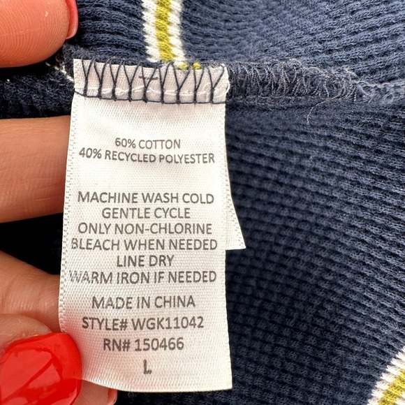 Market & Spruce Aubree Pullover Sweater Womens Large Striped Navy Blue/Green - Picture 7 of 7